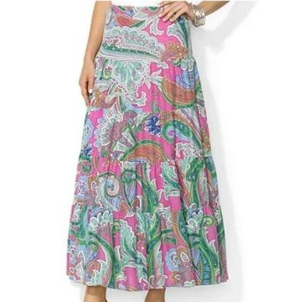 Lauren Ralph Lauren Tiered Paisley Maxi Skirt Sz. S